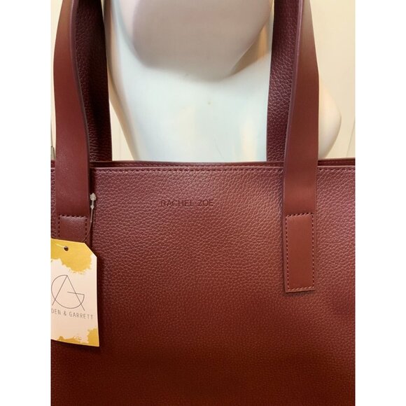 Rachel Zoe Wine Arialith Bordo Vegan Faux Leather Tote Shoulder Bag - Picture 2 of 6